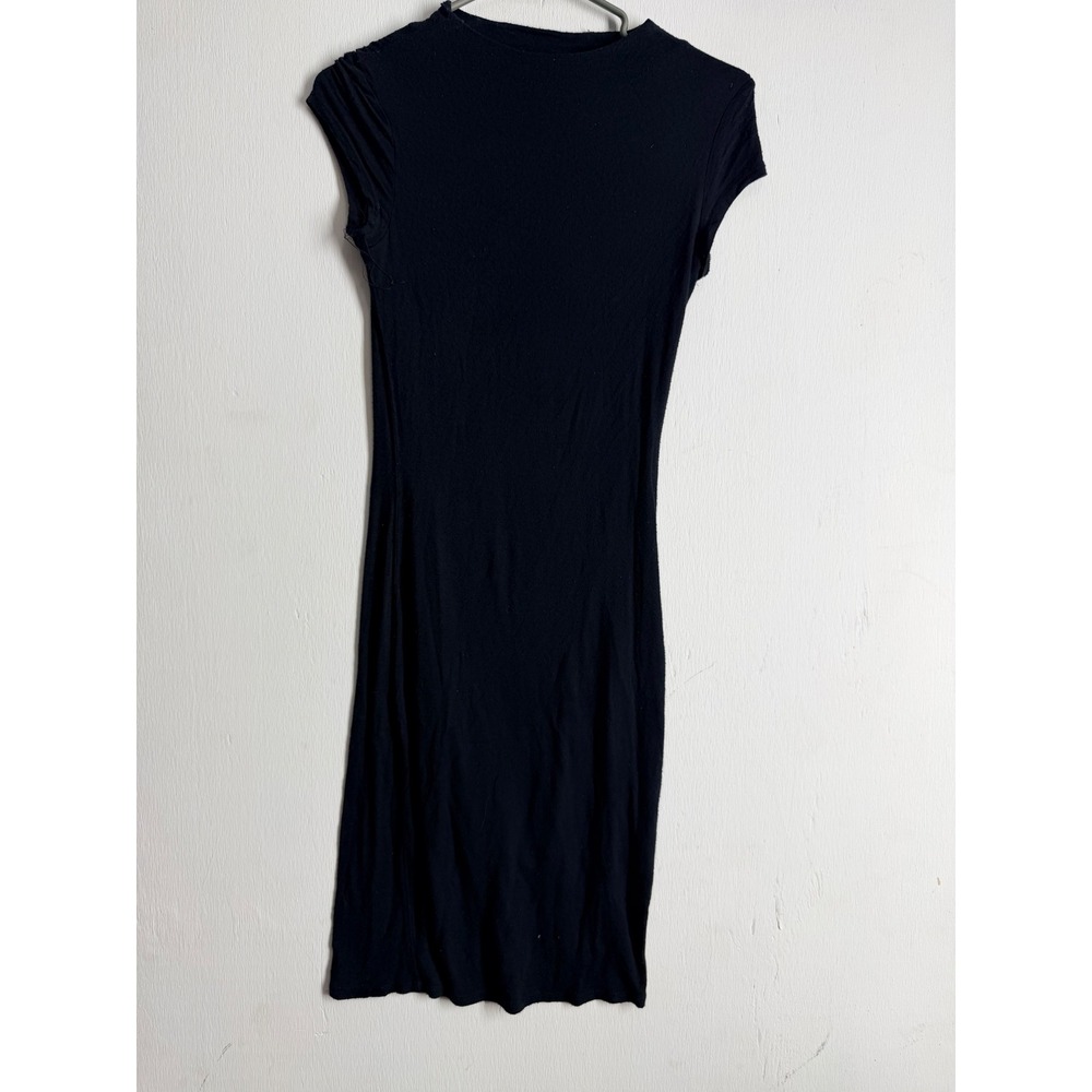 Joe & Elle Black Bodycon Dress Cap Sleeve Midi Jersey Knit Small S